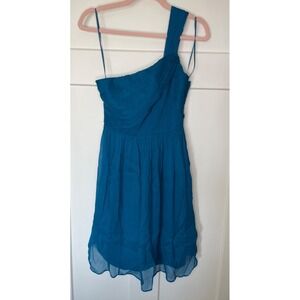 J. Crew one shoulder Blue chiffon fabric style dress women's size‎ 4